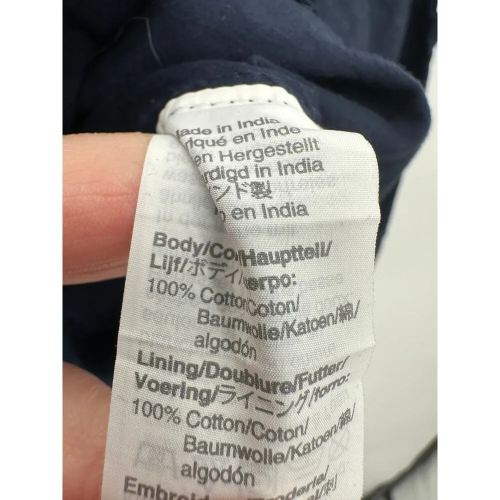 J. Crew Eyelet Top Women 8P Navy Blue Funnel Neck Popover Shirt Cotton - Image 7