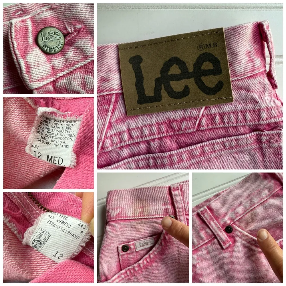 Vintage Lee Sport Pink Denim Jeans Size 12 Medium High Waist Preppy Barbie - Image 4