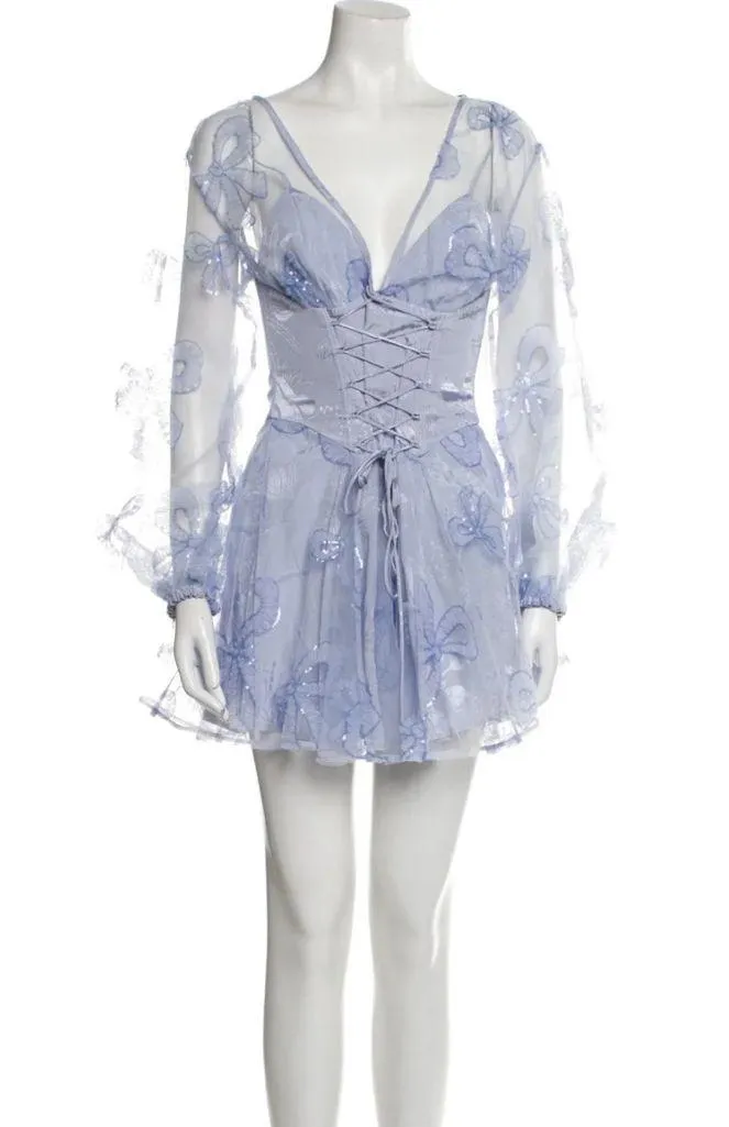 For Love & Lemons Corset Presley Mini Blue Fairycore Dress Size Small NWT - Image 2