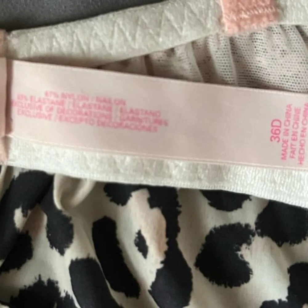 Victoria's Secret Nightgown Bustier Pink Cheetah Adj Straps Lace Details sz 36D - Image 9