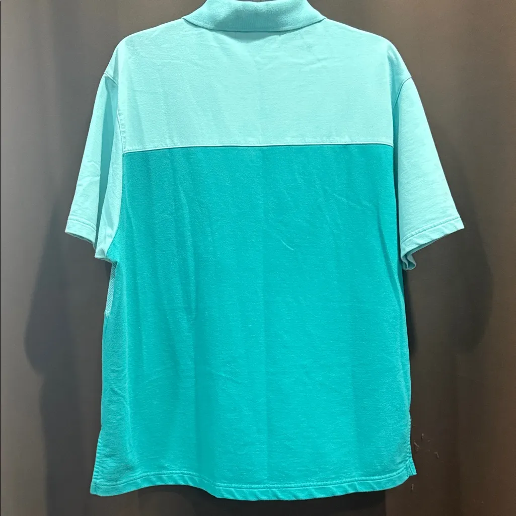 90’s Vintage BLAST Women's Aqua Teal Partial Zip Up Polo Shirt Retro Size XL Blue - Image 3