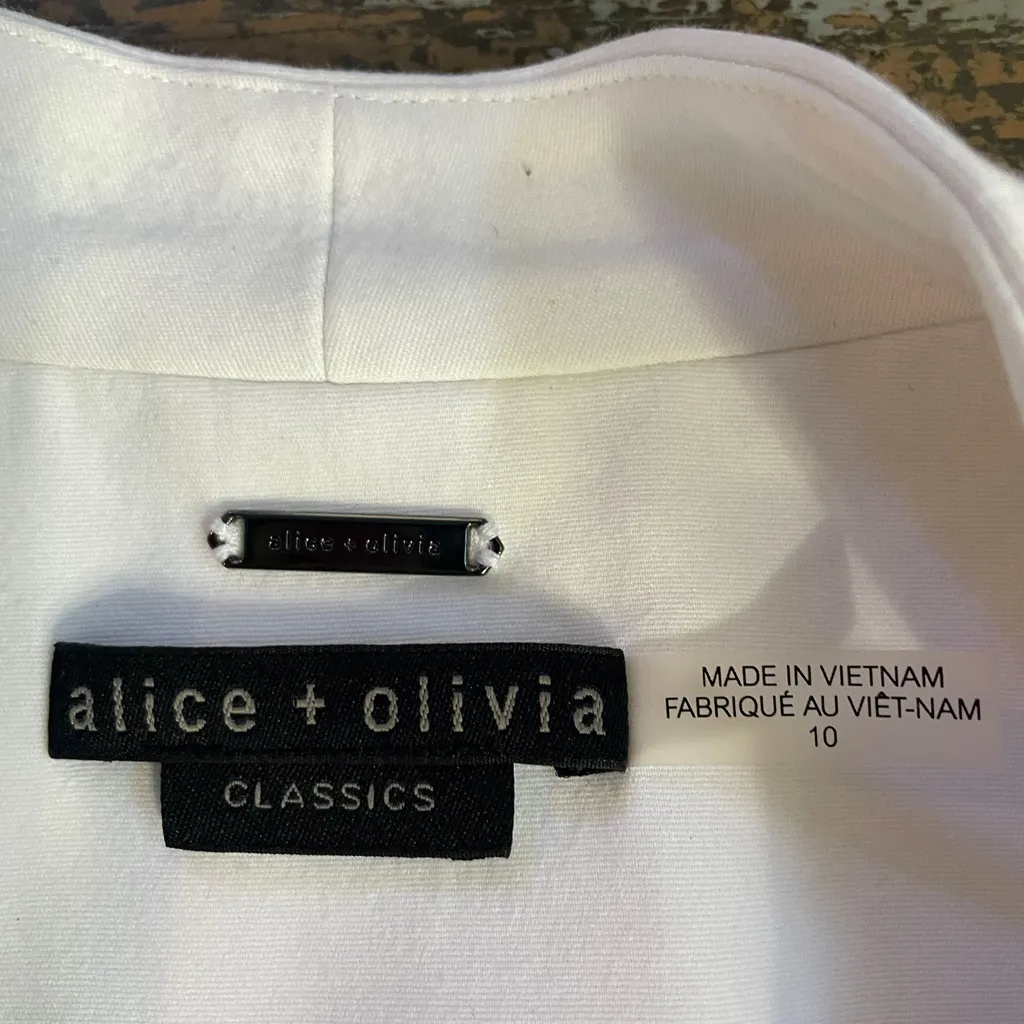 Alice + Olivia Classics Jerri Collarless White Blazer Minimal Office- Sz 10 🧡🎀 - Image 12