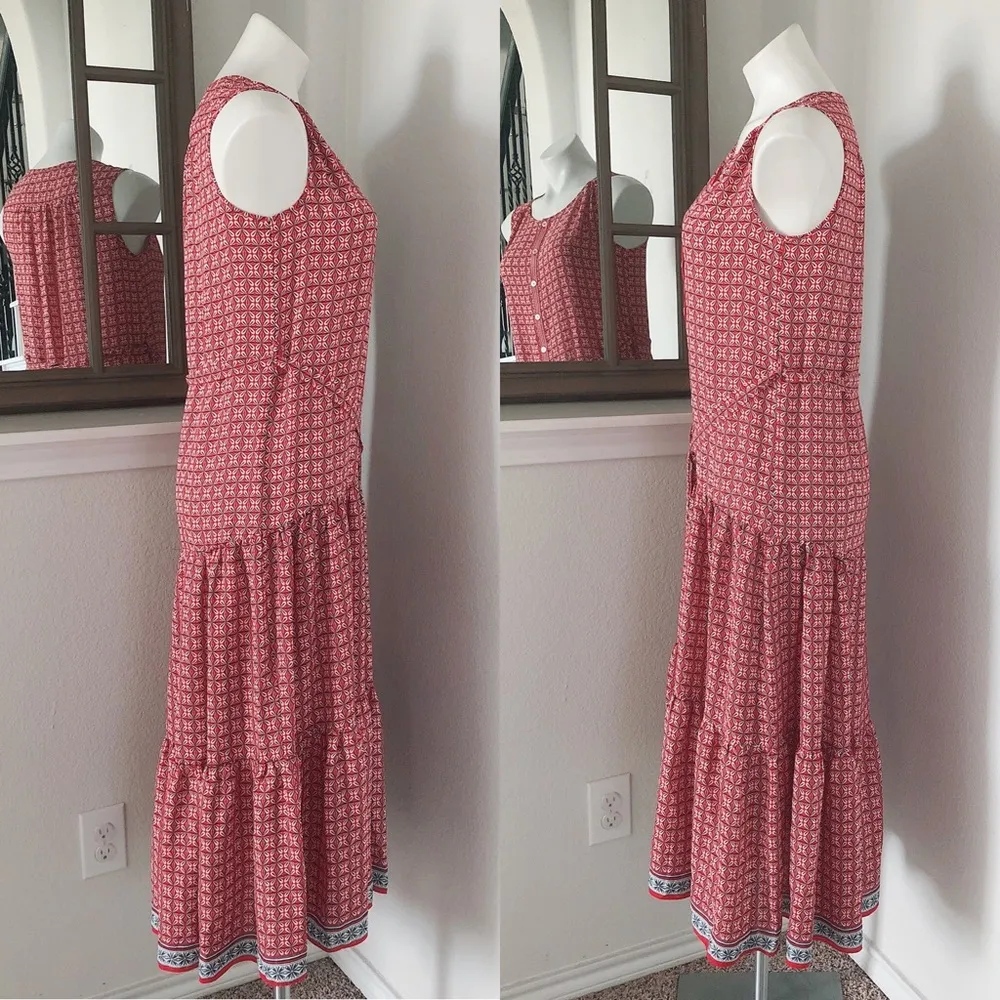 Max Studio Floral Maxi Dress Tiered Belted Geo Print Size XS NWT $138.00 - Image 6