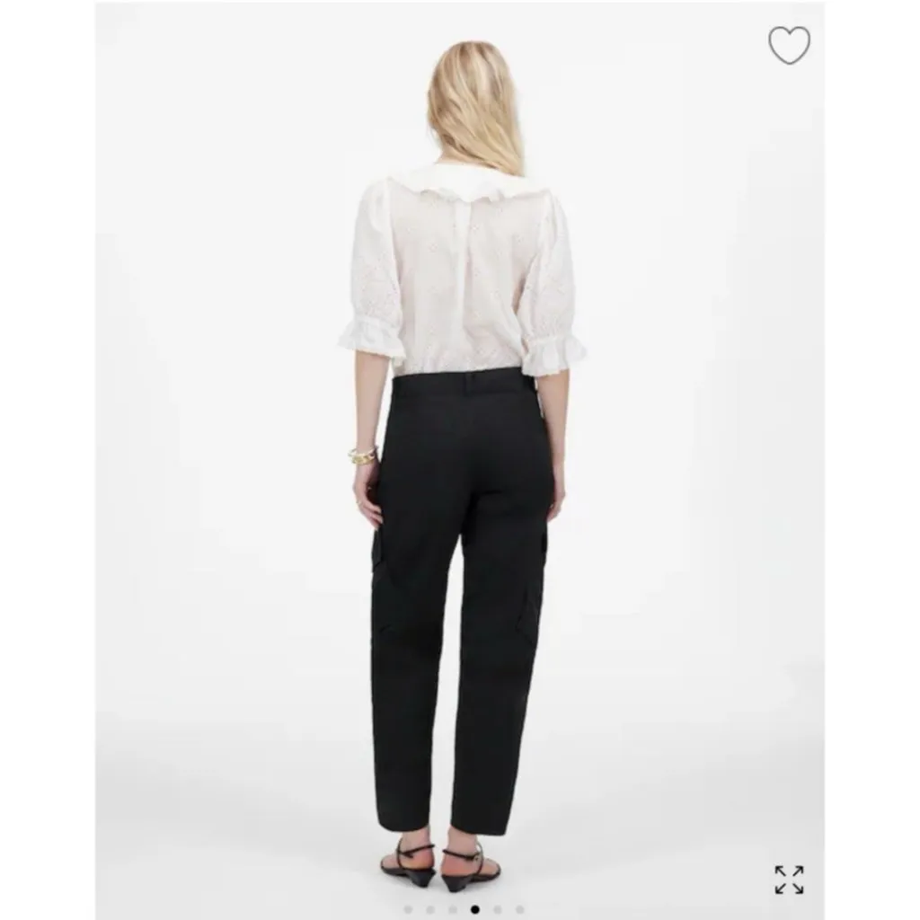 MADEWELL$128 Seamed Barrel-Leg Utility Pant Jet Black Garment-Dyed Twill Size 16 - Image 4