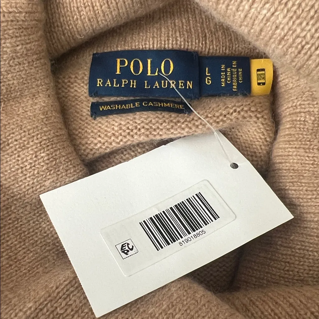 Polo Ralph Lauren Cashmere Cowl Turtleneck Sweater, Size L, NEW - Image 5