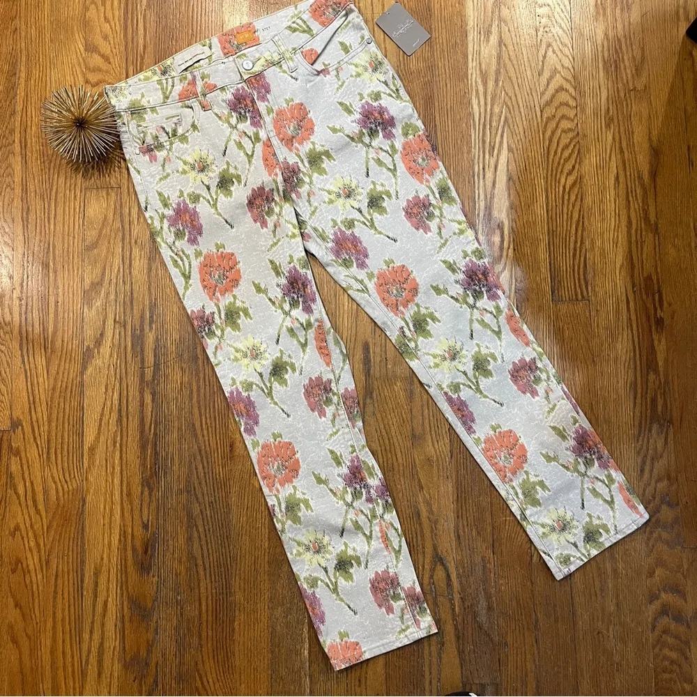Pilcro NWT Anthropologie Floral Ikat Stet Slim Pants Jeans Size 31 - Image 5