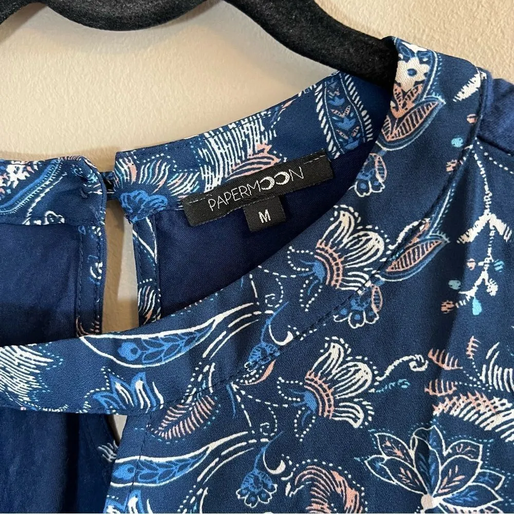 ✨ Papermoon Women’s Blue Floral Top Medium - Image 3