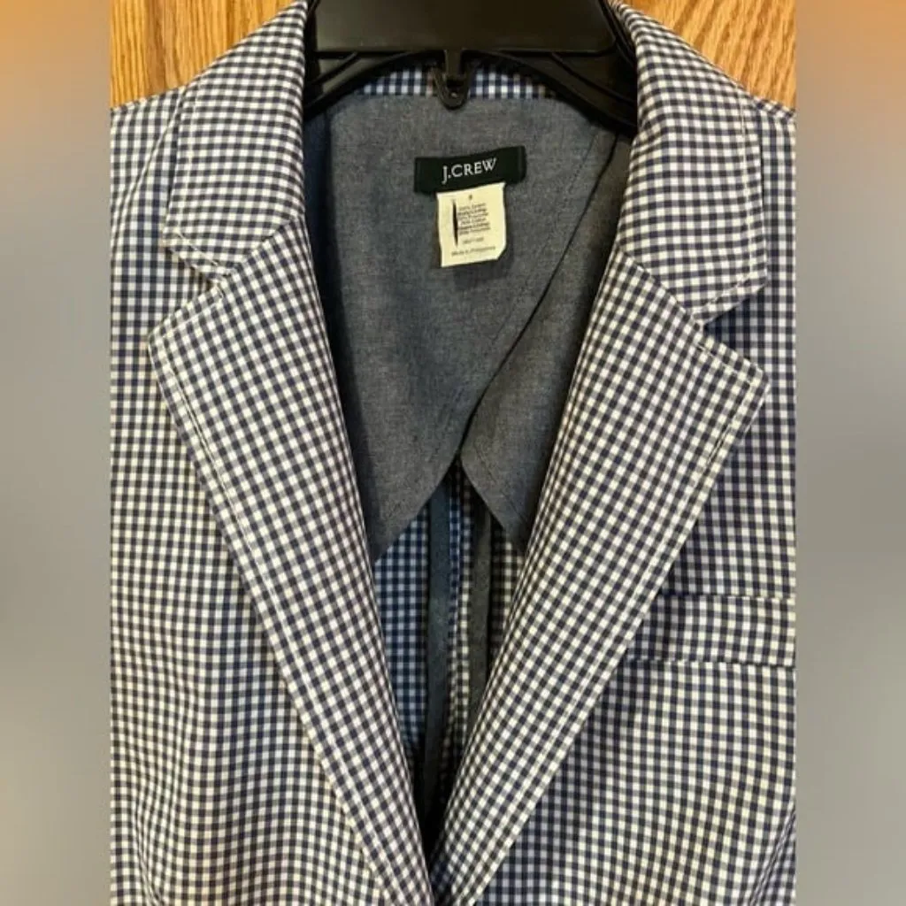 J. Crew Blue and White Gingham Checkered Two - Image 3