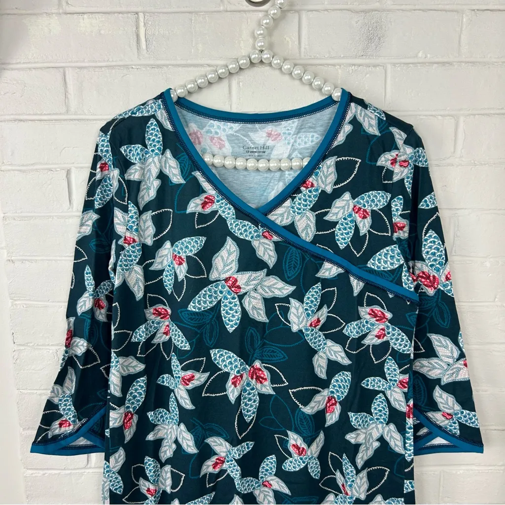 NWT Garnet Hill Asian Wrap Organic Cotton Midi Gown Pajamas Size S - Image 2