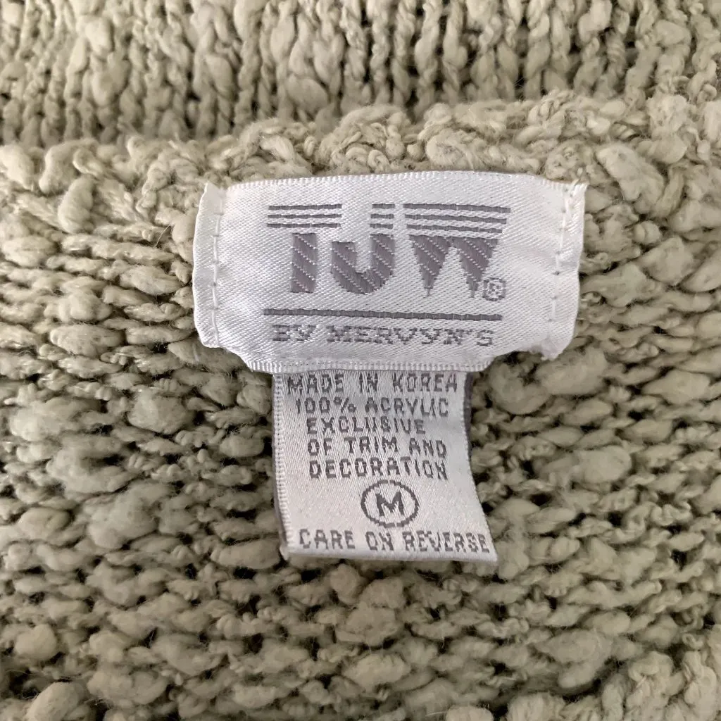 Vintage 90s Boucle Pullover Sweater M Beige Loose Knit Round Neck Long Sleeves Tan Size M - Image 6