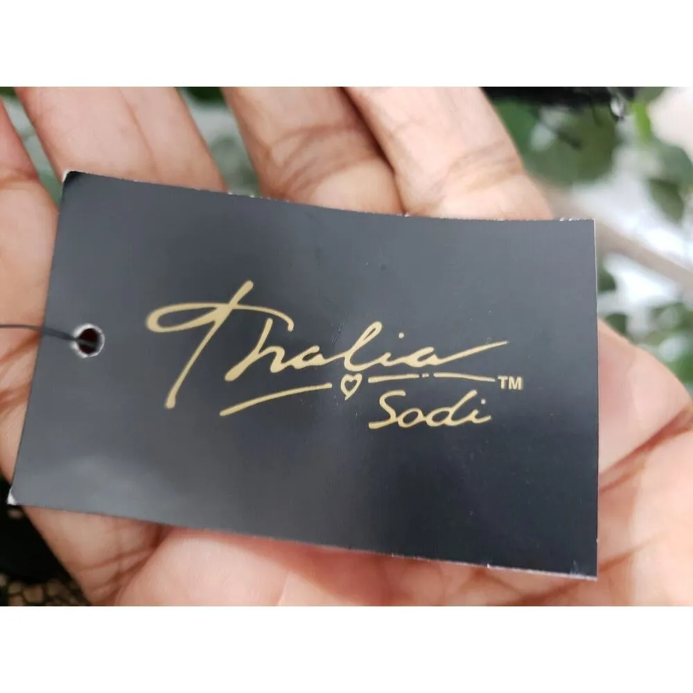 Thalia Sodi Women's Black & Beige Lace Floral Long Sleeve V-Neck Sheath Dress 2 - Image 7