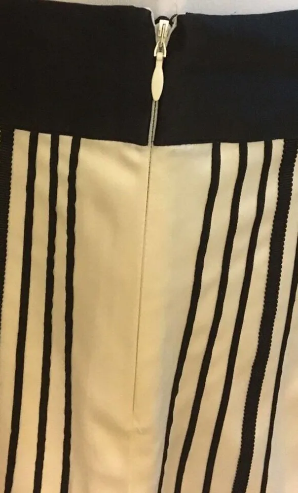 Womens White House Black Market Silky White Black A Line Skirt Size 4 - Image 3