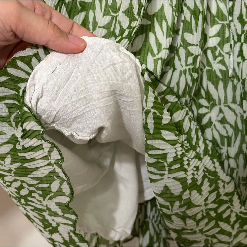 Abercrombie & Fitch Floral Babydoll Plisse Ruched Mini Dress Size Large Petite - Image 7