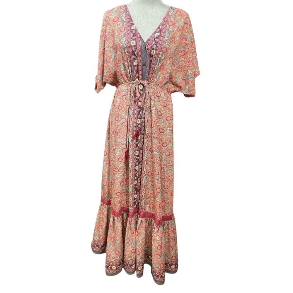 Anthropologie Boemo
Womens M Boho Floral Maxi Dress Prairie Cottage Hippie Core - Image 3