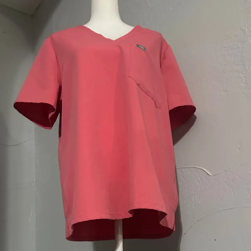 Figs Coral V-Neck Short Sleeve Top - Image 7