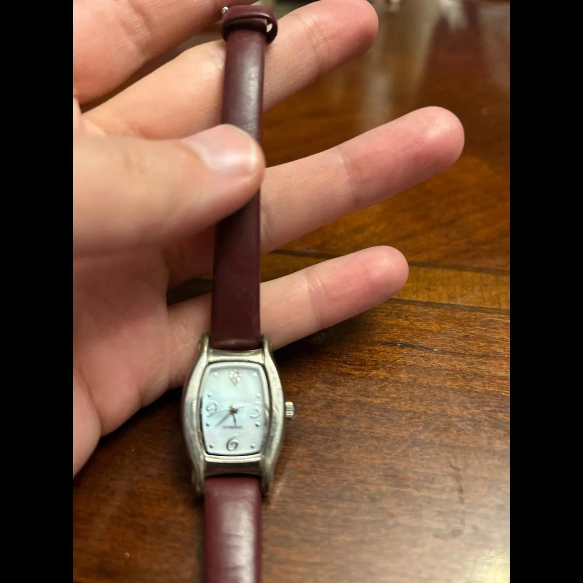 JAPAN MOVT Silver Rectangle Face Quartz untested need battery - Image 5