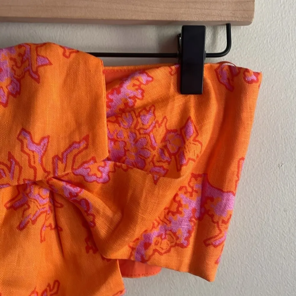 RHODE Toni Printed Twist Bandeau Top Coral Reef Grande Orange Size XS - Image 5