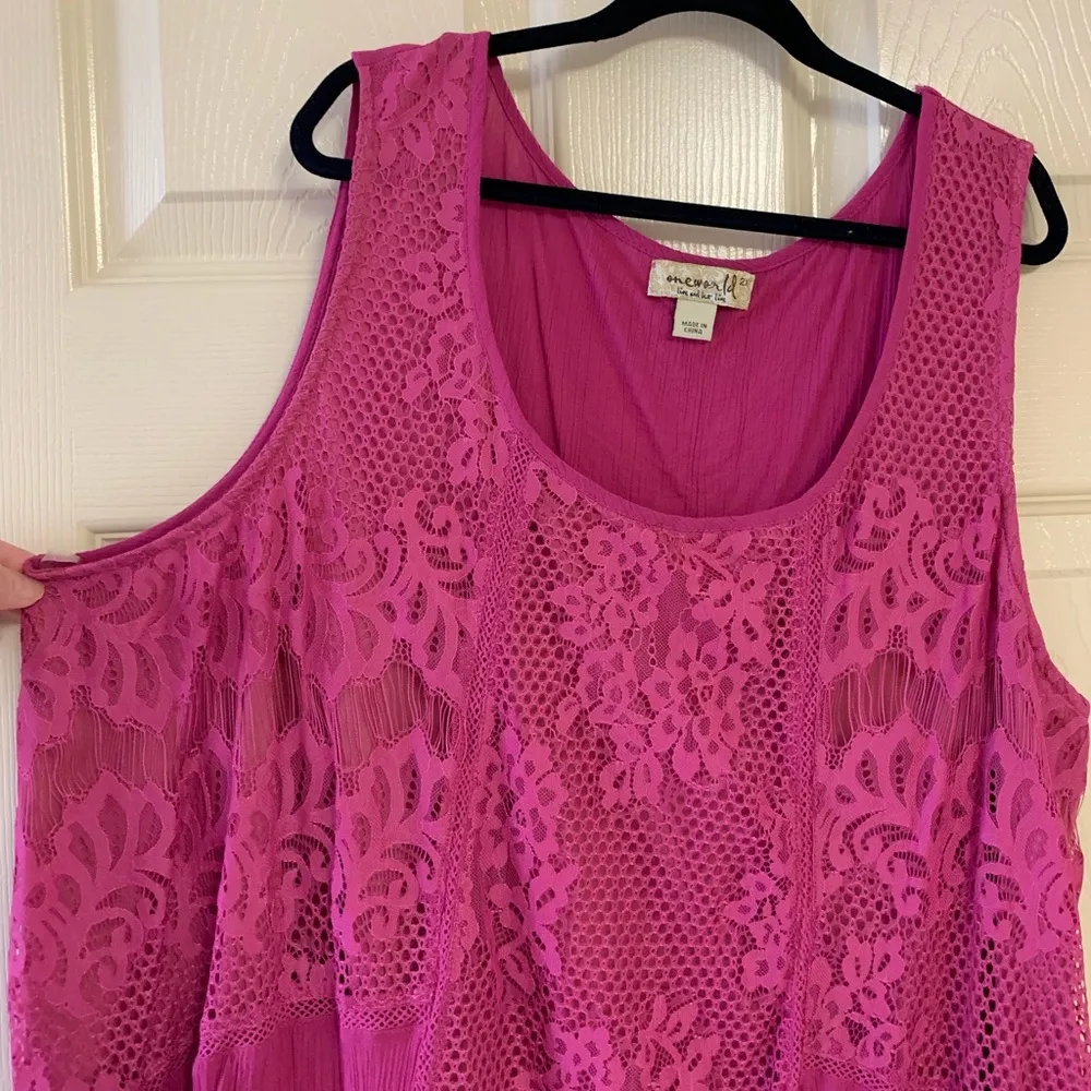 One World Pink lace tank size 2X - Image 2