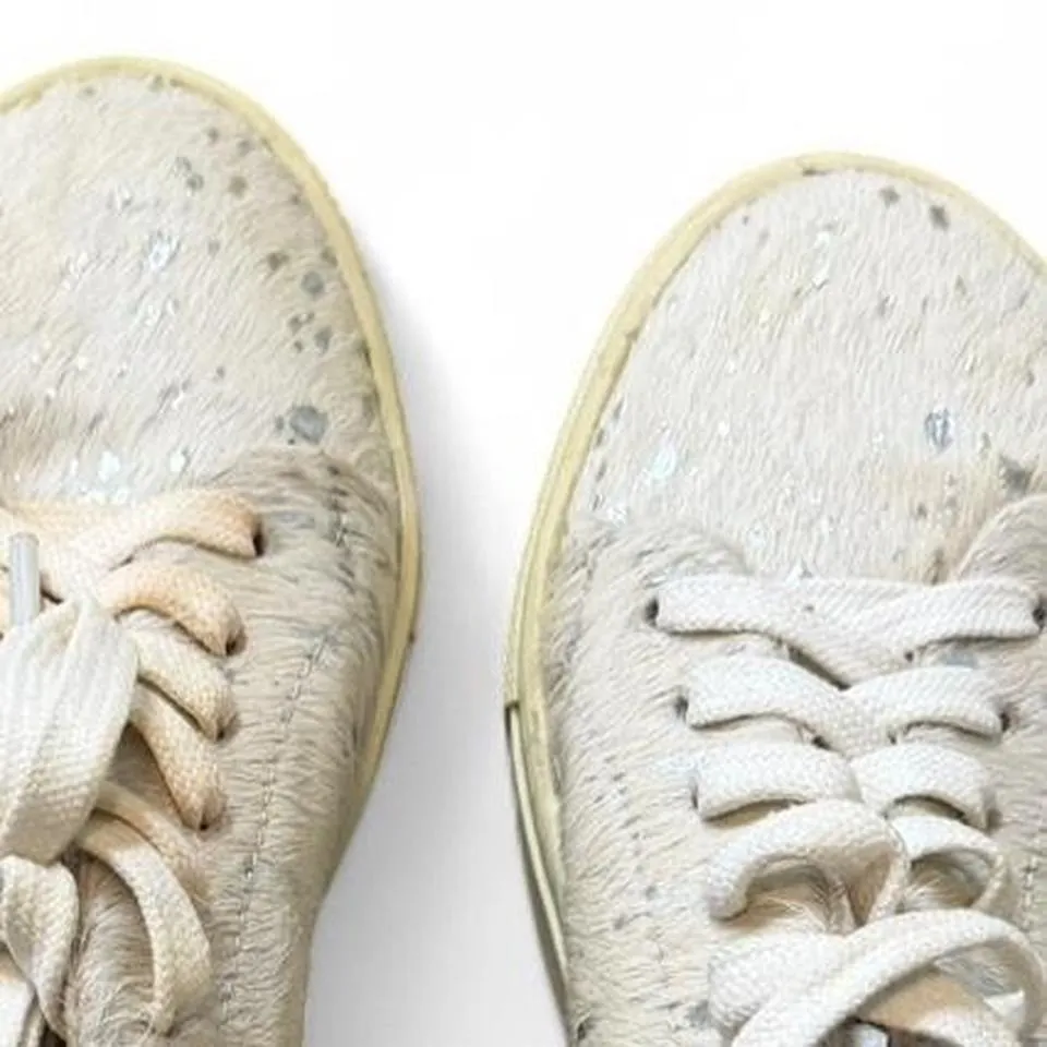 Diba Cow Hair Lace Up Metallic Silver Sneakers - Image 6
