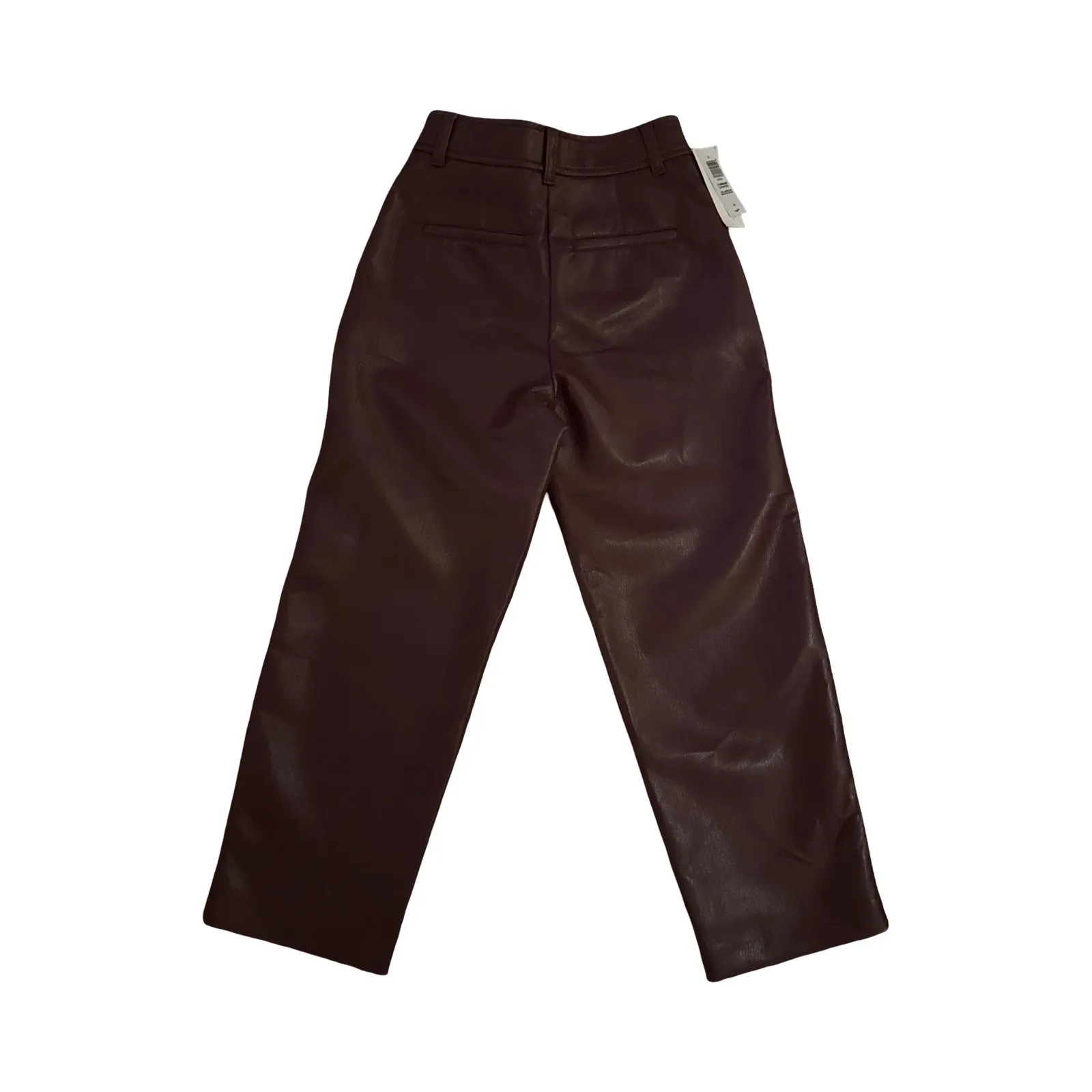 NWT Aritzia Babaton Command Cropped Trouser Vegan Leather Rich Maroon Size 00 - Image 4