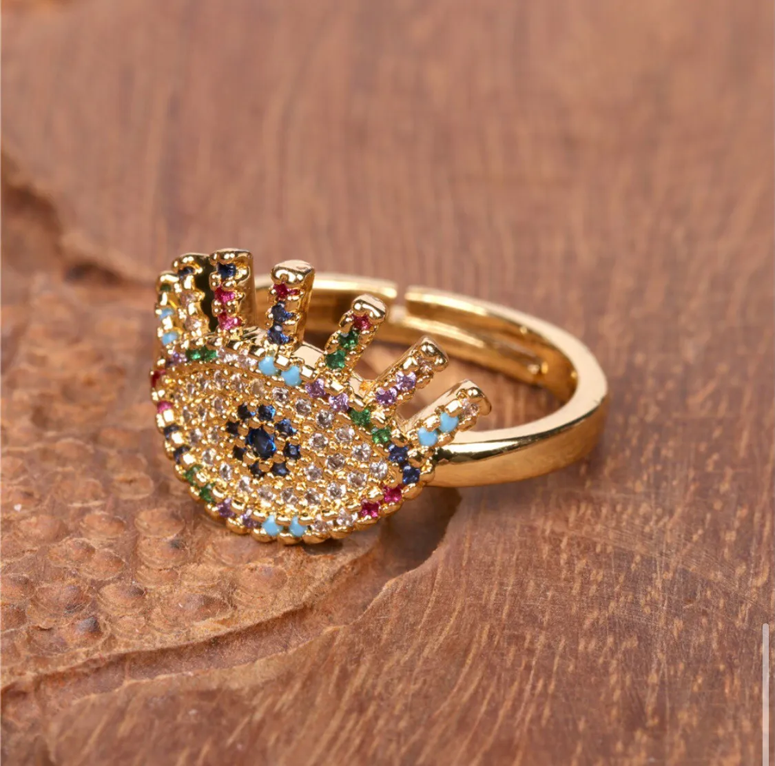 Gold Plated Evil Eye Ring - Image 3