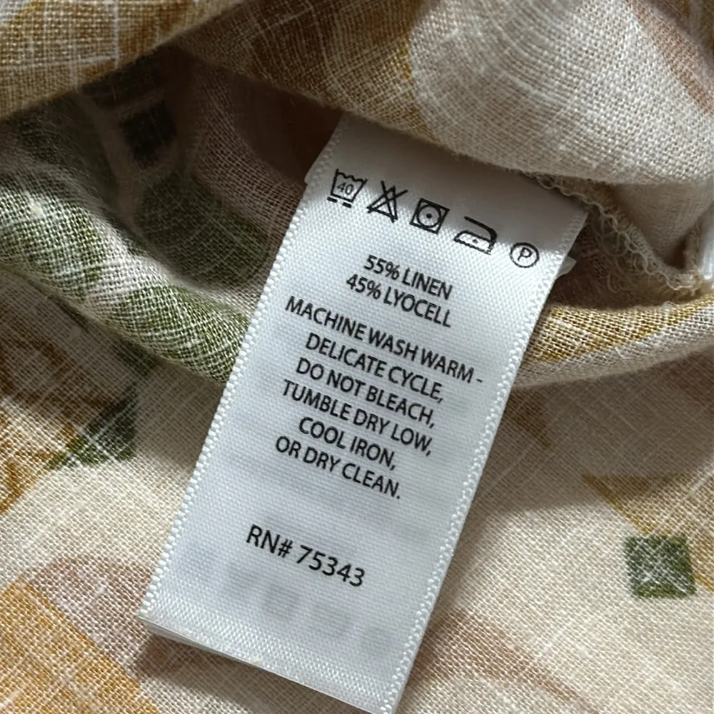 Nicole Miller NEW YORK women’s medium v-neck tie front linen button up blouse - Image 6