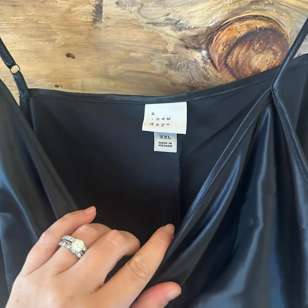 A New Day Satin Ruched Black Midi Dress size XXL - Image 4