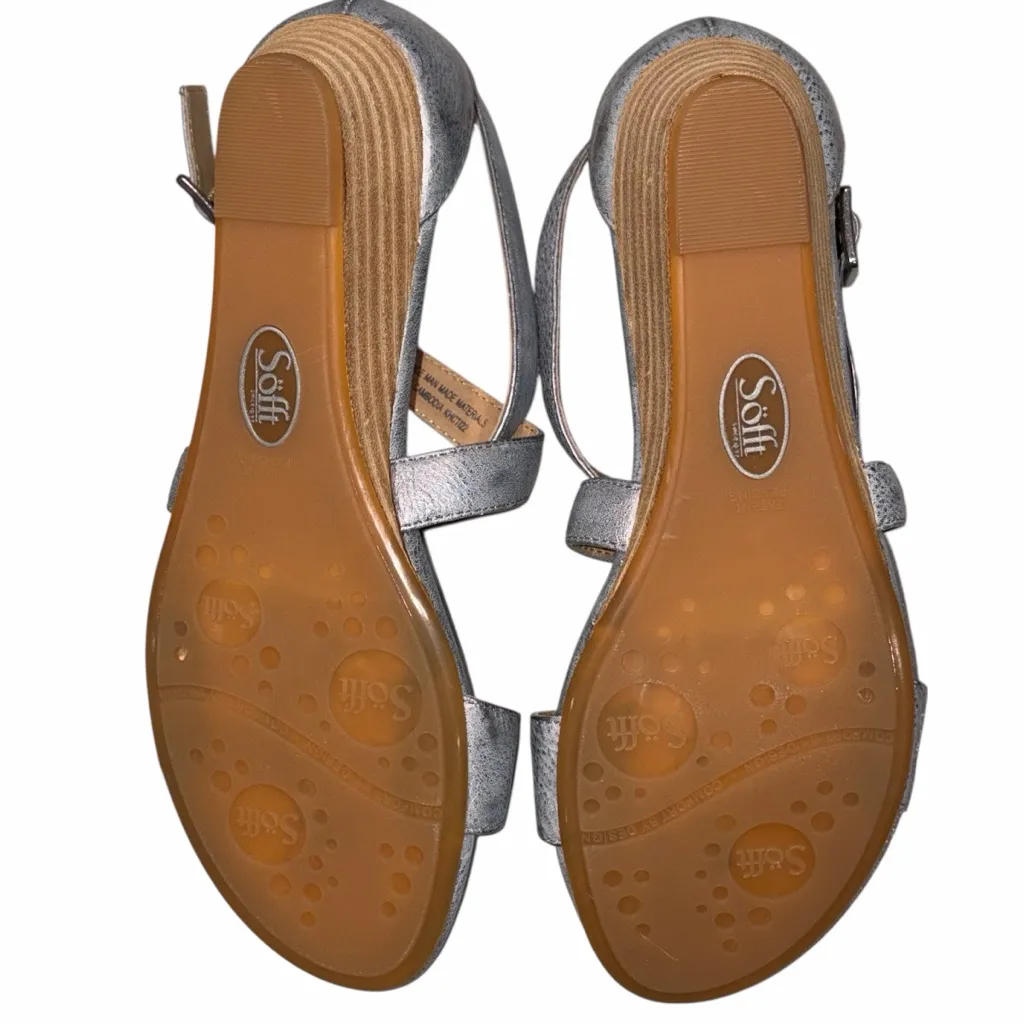 NEW Sofft Innis Silver Steel Metallic Wedge Sandals Shoes size 7.5 Wide - Image 10