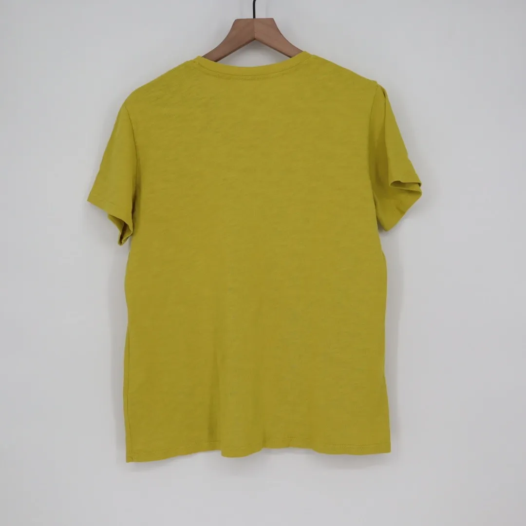 American Giant Women's Classic Cotton Crew Tee USA Made Size XL Yellow - Image 5