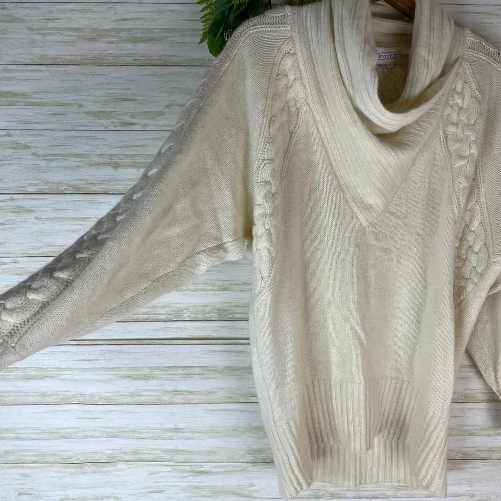 Vintage Lambswool Angora Ivory Knit Sweater Size L - Image 3