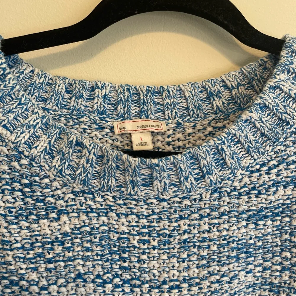 Gap Blue Marled Chunky Knit Crew Neck Sweater Size Large - Image 5