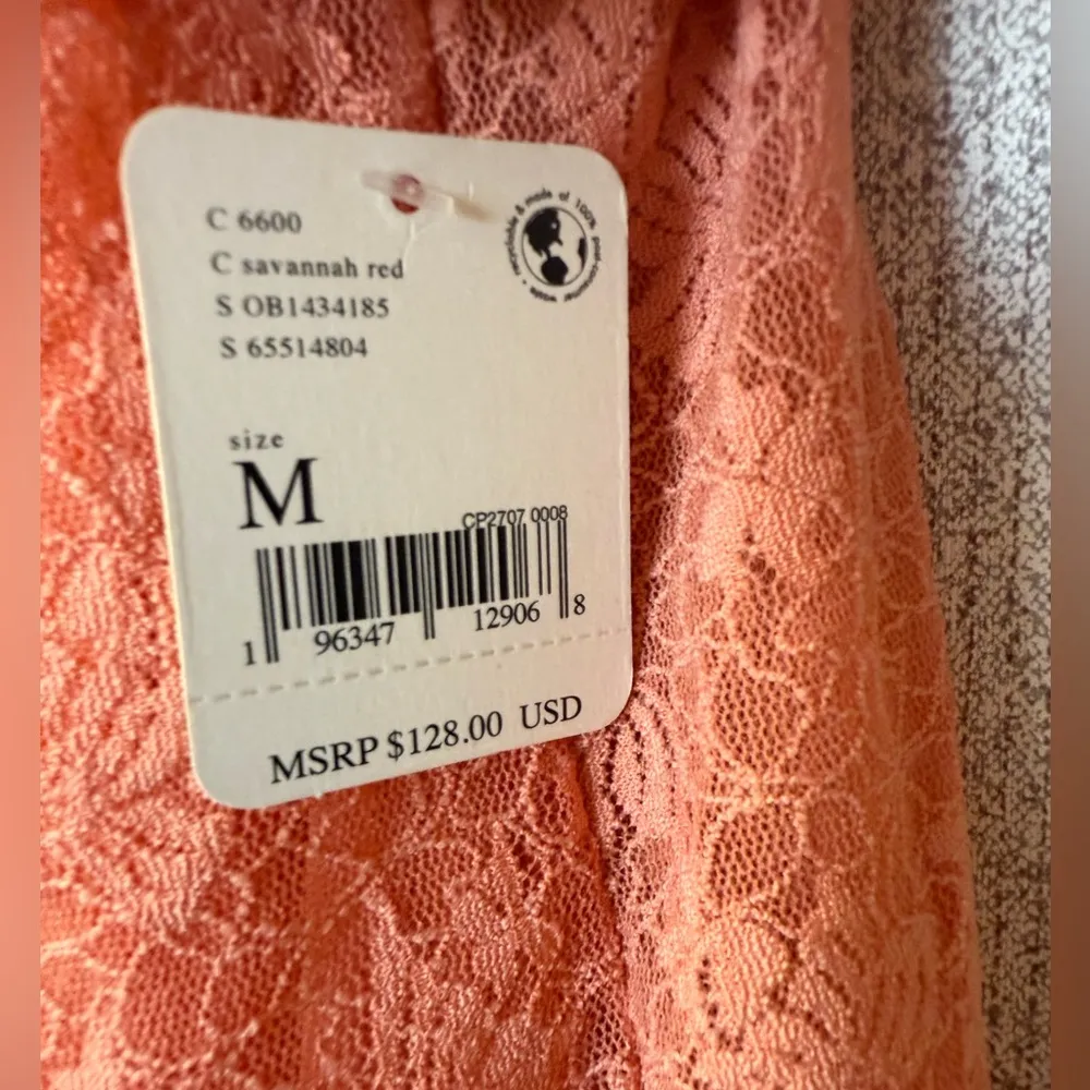 Free People Emily Lace size Medium off the shoulder cottagecore NWT savannah Red - Image 6