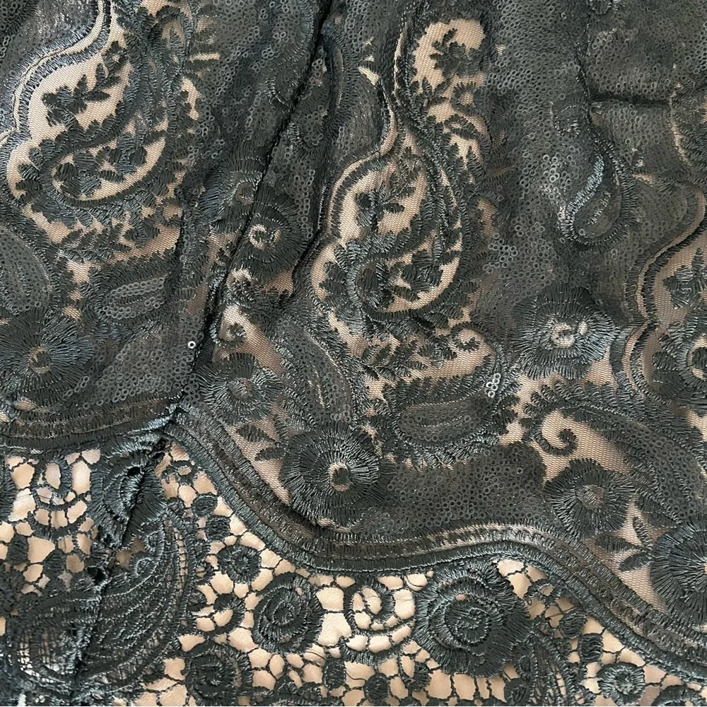 Dress the Population Julie Sequin Lace Dress Black Nude  Size S NEW - Image 6