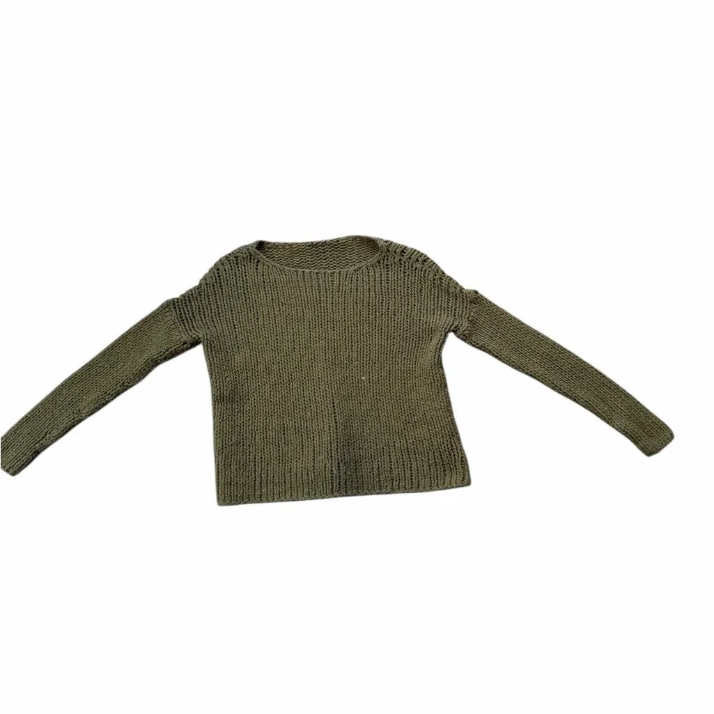 Vince Knit Wool Blend Chunky Knit Sweater Forest Green Semi Sheer Boat Neck - Image 6