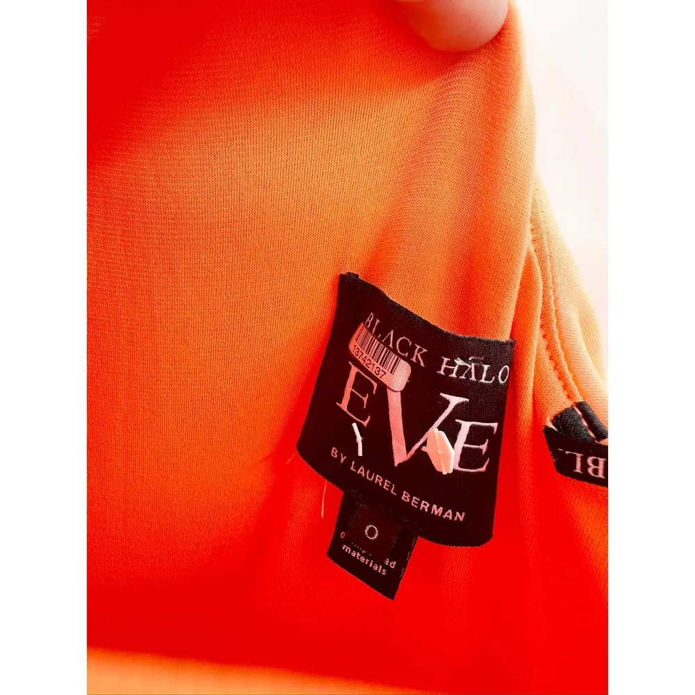 Black Halo EVE Rex Orange One Shoulder Sleeveless Ruffled Gown Size 0 - Image 6