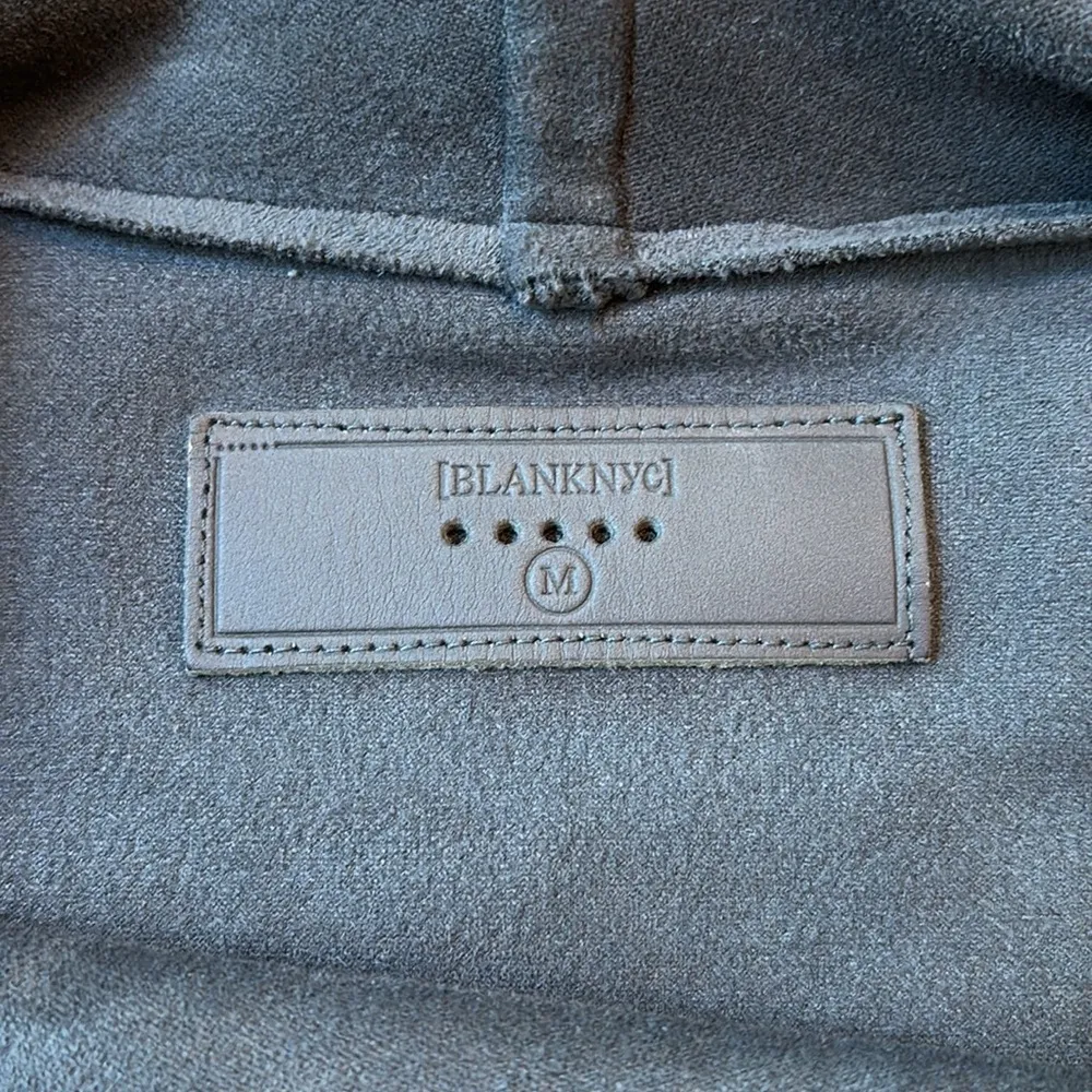 Blank NYC Motorcycle Jacket Faux Suede Drape Front Gray Medium - Image 6