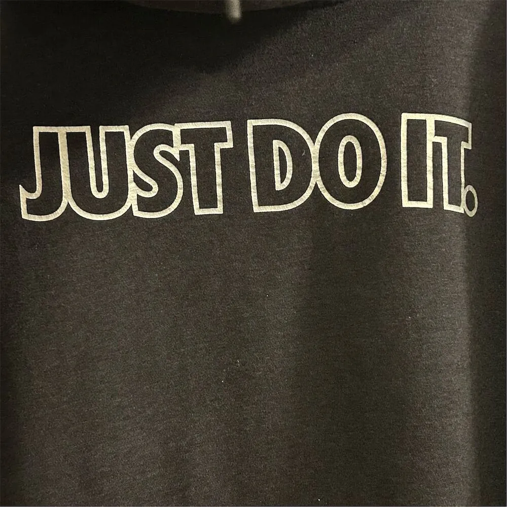 Nike Women's Funnel Neck Hoodie Black XL "Just Do It" Slogan Casual - Image 7