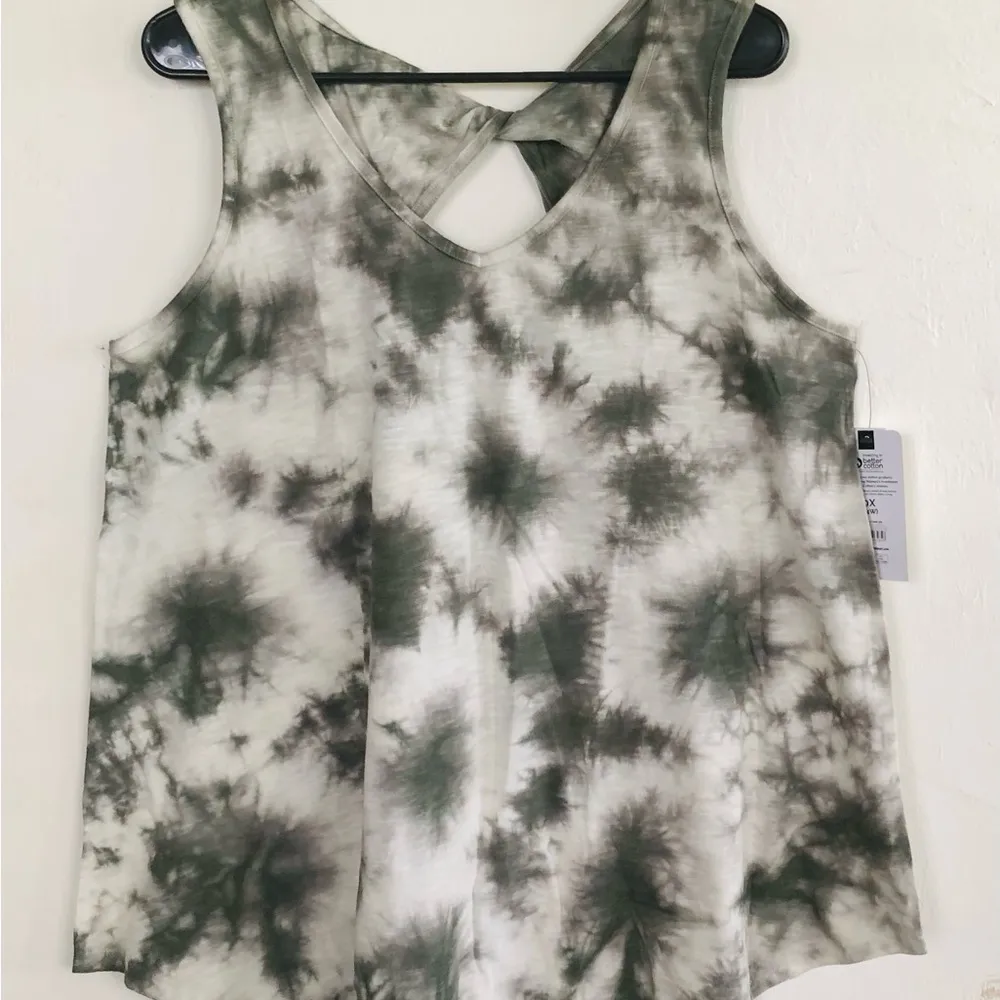 TERRA & SKY Womens Tank Top Size OX 14W Longer Length Loose Fit Green Beige New - Image 6