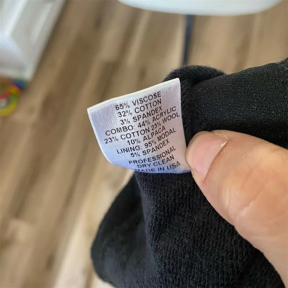 Generation Love Black Pullover Wool Blend Sweater S/XS Textured Sleeves High Low - Image 7