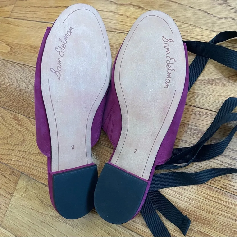 Sam Edelman Women's Suede Leather Theodora Sandals Mules with ties Magenta Sz 8 - Image 10
