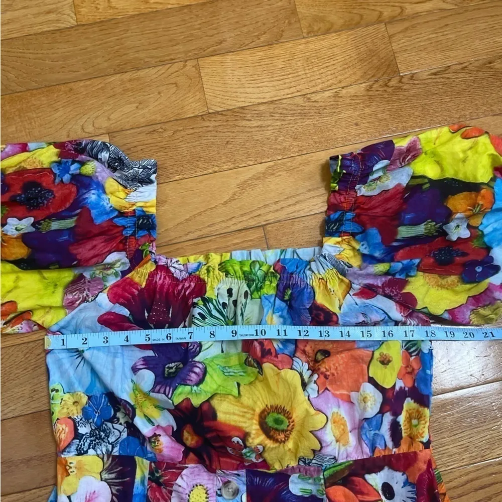 Walter Baker Kylie Dress Cotton floral colorful off shoulders puff sleeves Sz 12 - Image 11