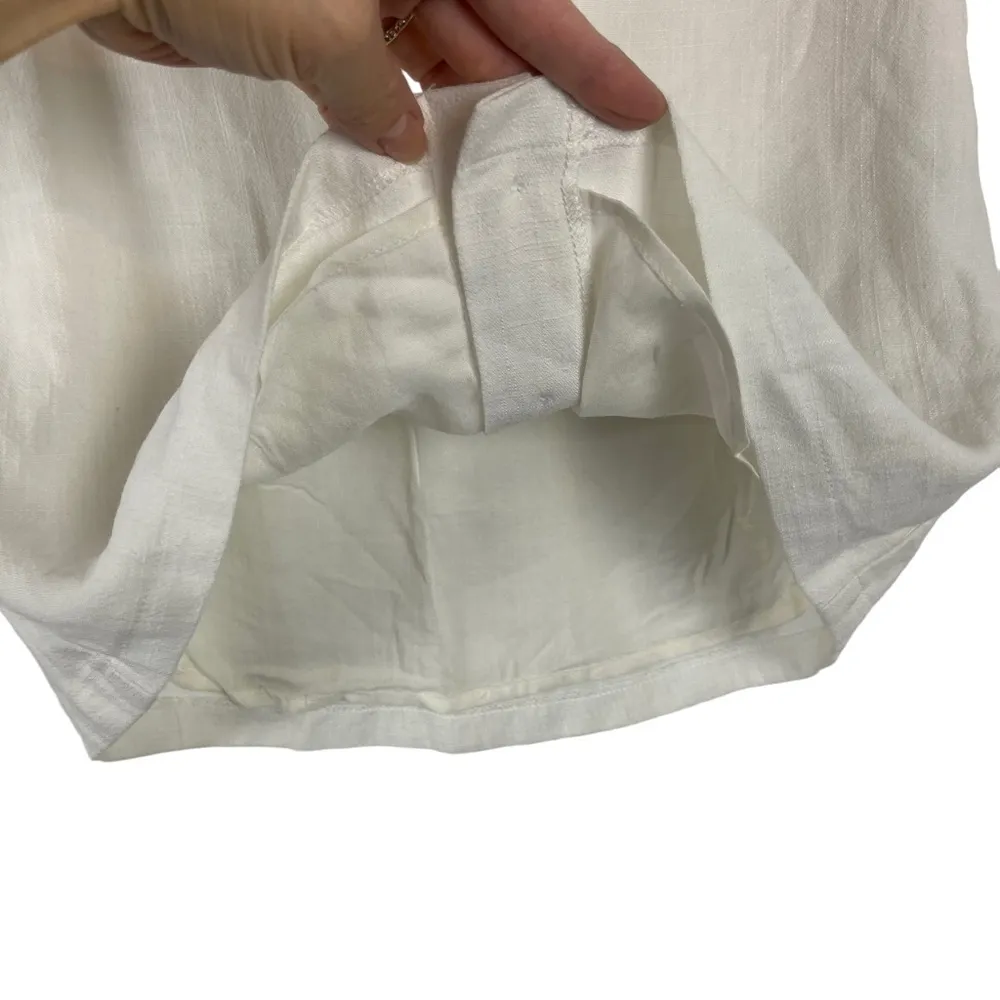 New Skylar + Madison Ruby and Jenna Linen Ivory Mini Button Front Skirt Small - Image 7