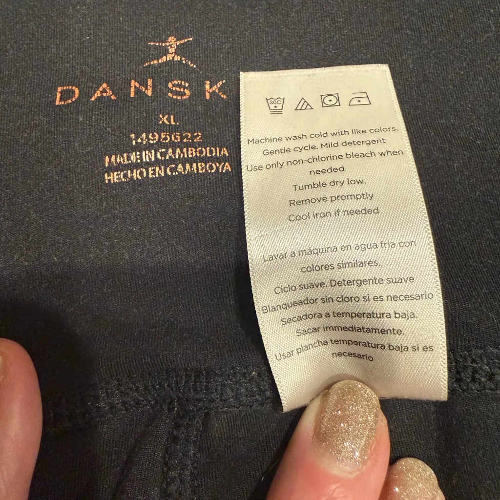 Danskin Black High Rise Leggings w/ Side Pockets XL Full Length Brushed Soft EUC - Image 7
