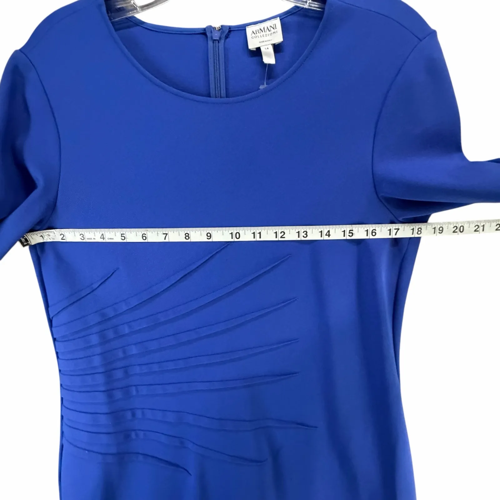 Armani Collezioni Vestito Dress 14 Blue Stretch Fitted Timeless Quiet Luxury - Image 6