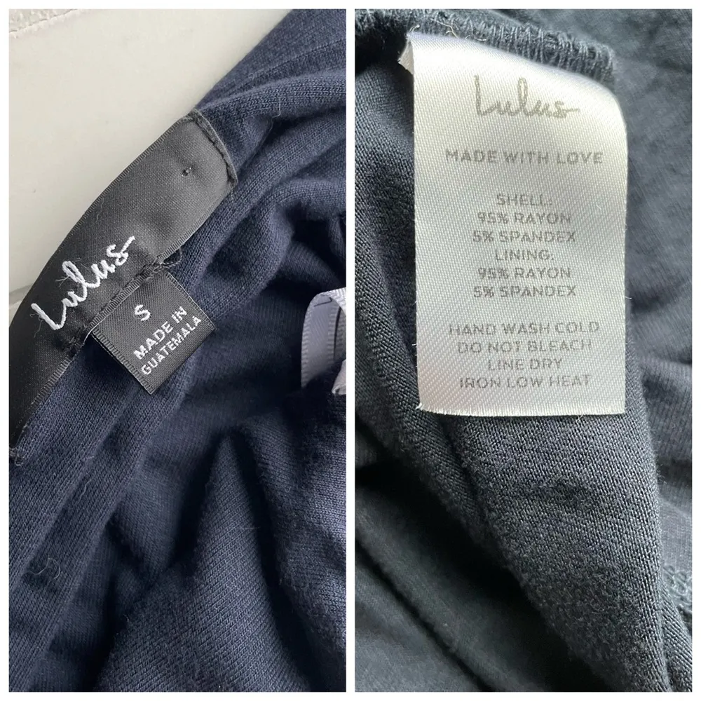 Lulus Maxi wrap Dress Surplice Neckline Navy Blue Size Small Formal Tie Straps - Image 5