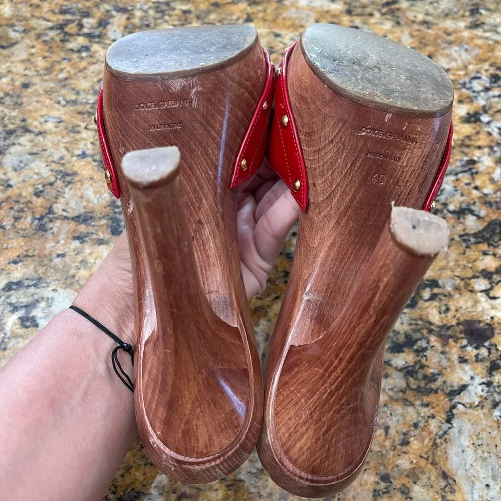 Dolce & Gabbana Red Patent Leather Mules sz40 10US - Image 7