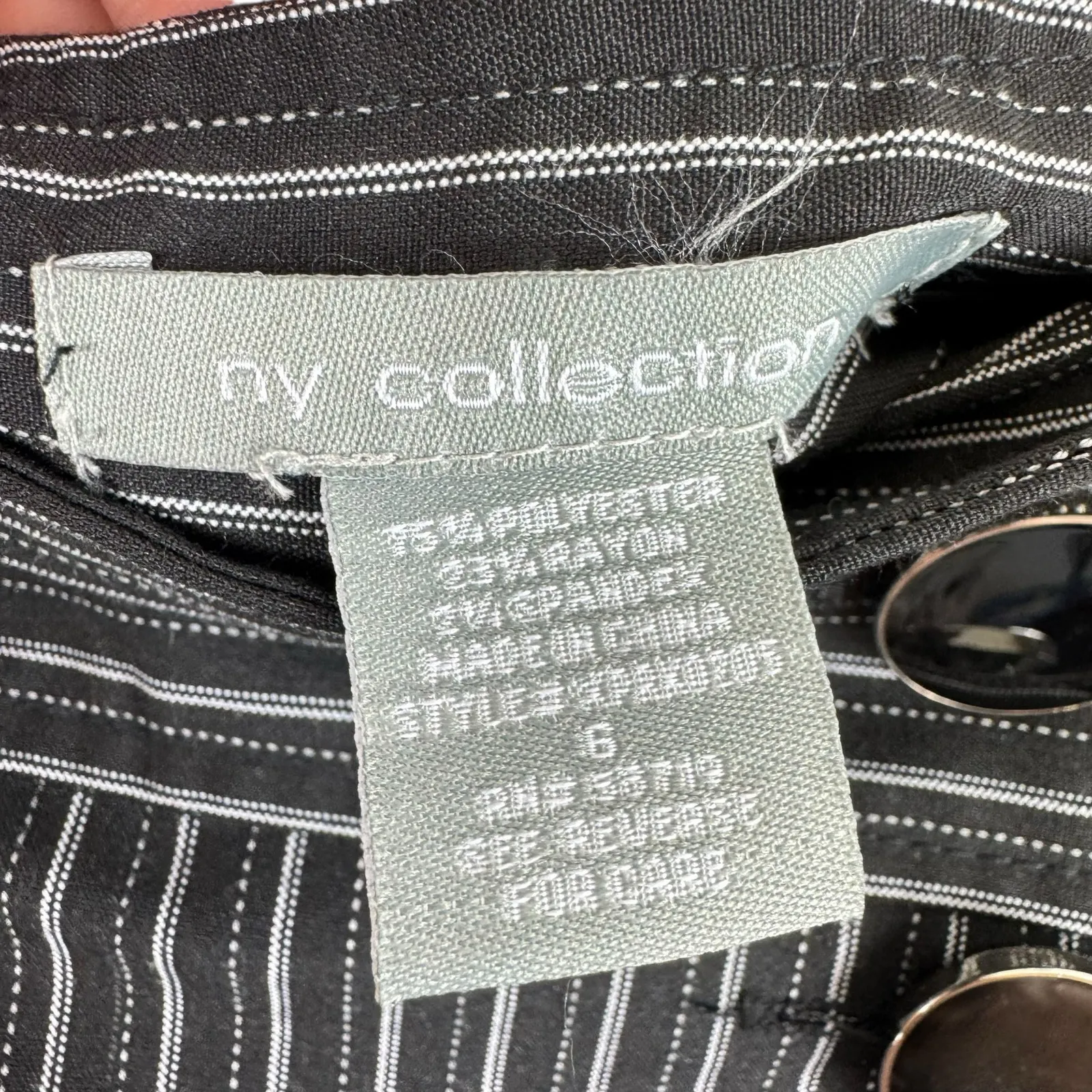 NY Collection NWT Black White Striped Asymmetrical Button Front A-Line Skirt 6 - Image 4