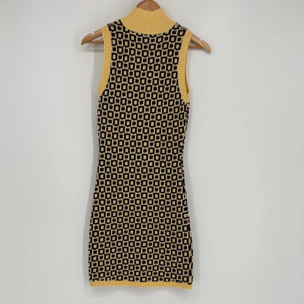 Zara Geometric Sleeveless Mockneck Wool Blend Sweater Dress Women’s Size Small - Image 5