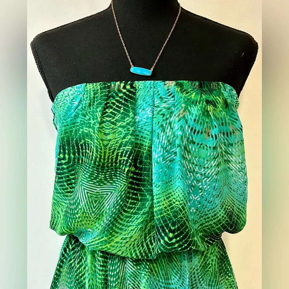 Fab’rik White Collection Tropical Print Strapless Maxi Dress Size Small - Image 2