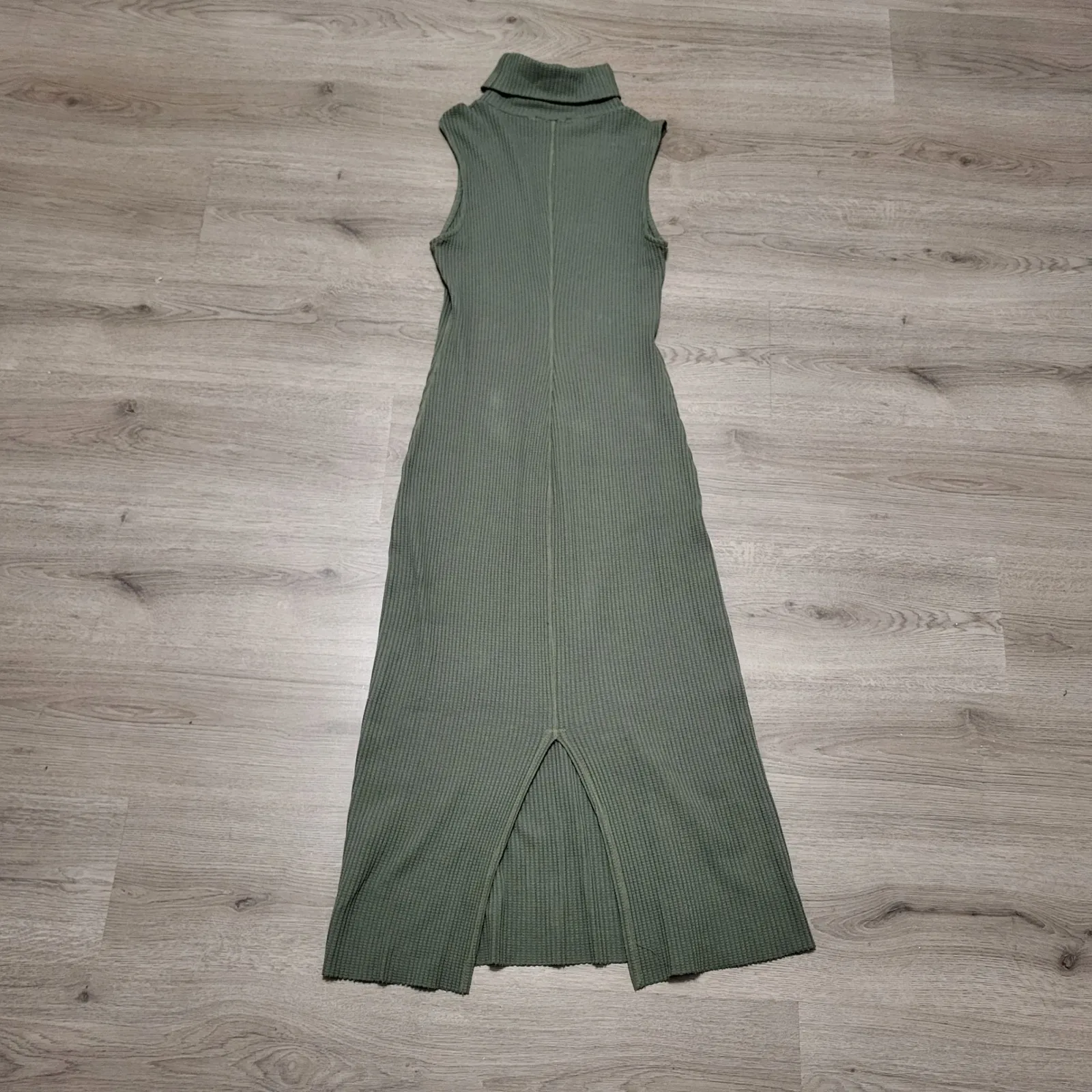 Stateside Anthropologie Olive Green Ribbed Turtleneck Sleeveless Midi Dress sz L - Image 7